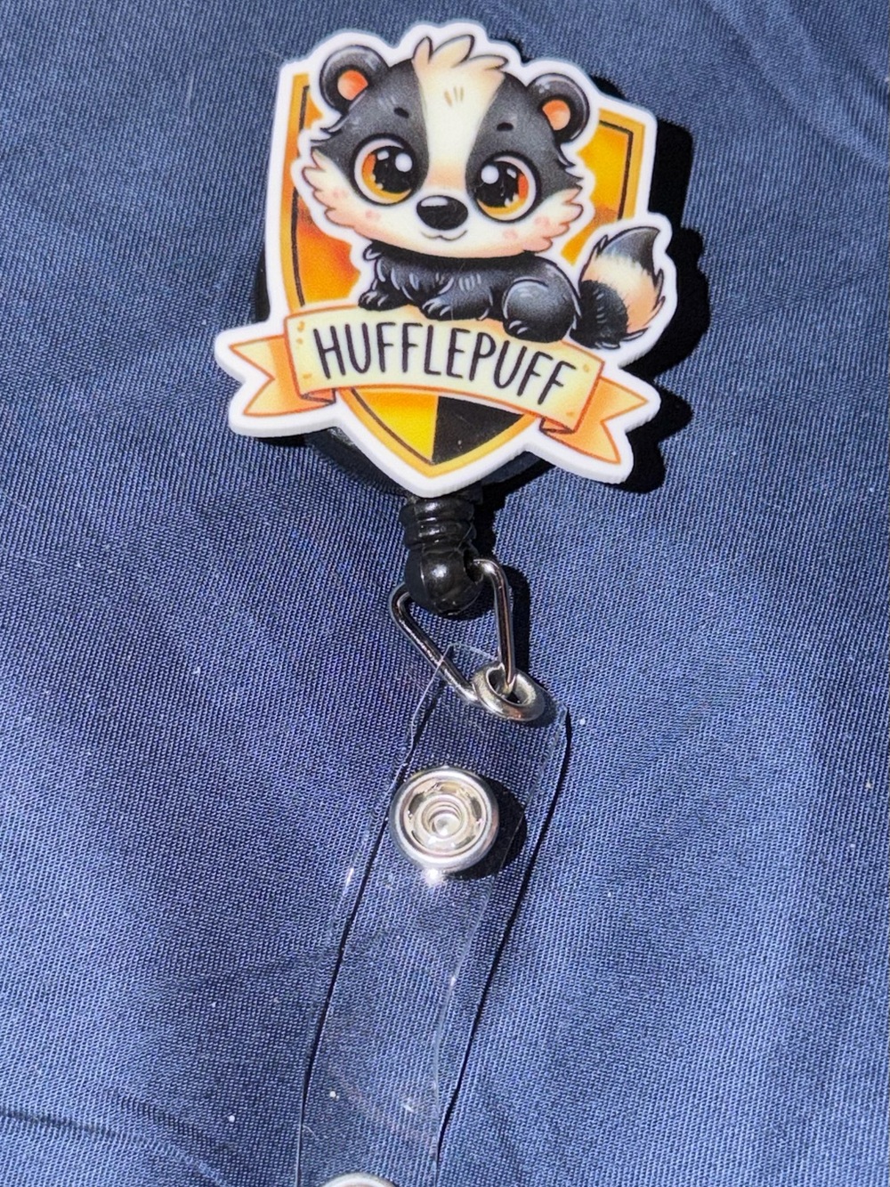 Hufflepuff Cute Badge Reel - Yellow & Black Kids Accessory